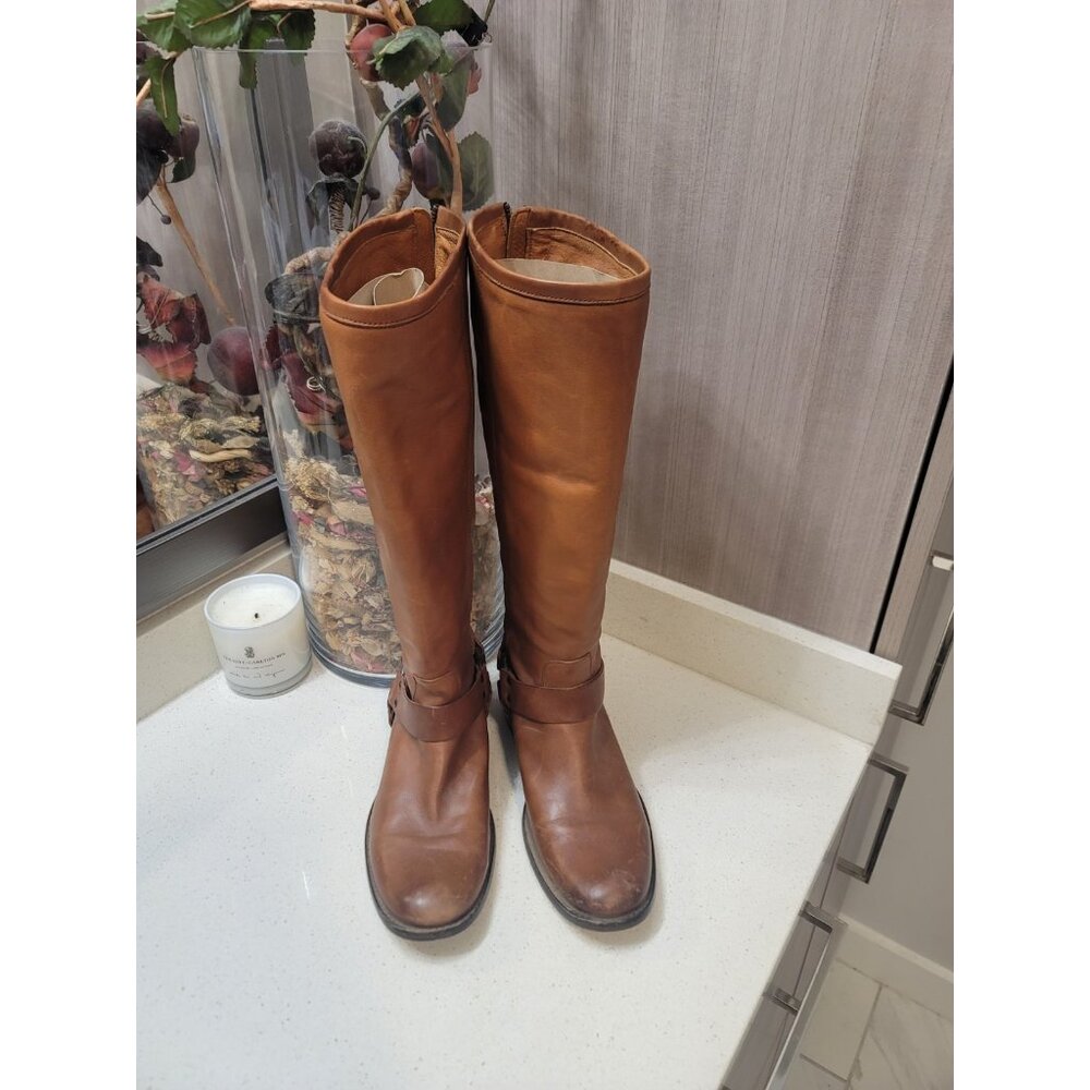Frye Tall Leather Over-the-Knee Boots in Cognac